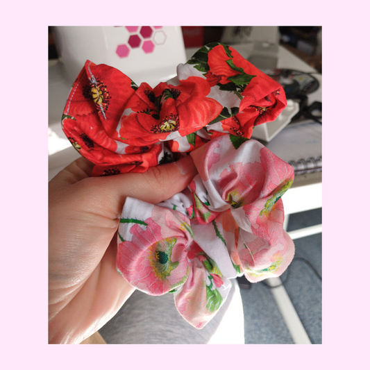 Hair Scrunchies - Poppies